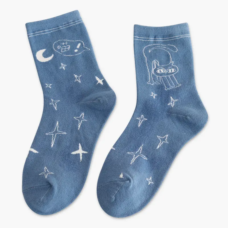 Starry Cat Crew Socks