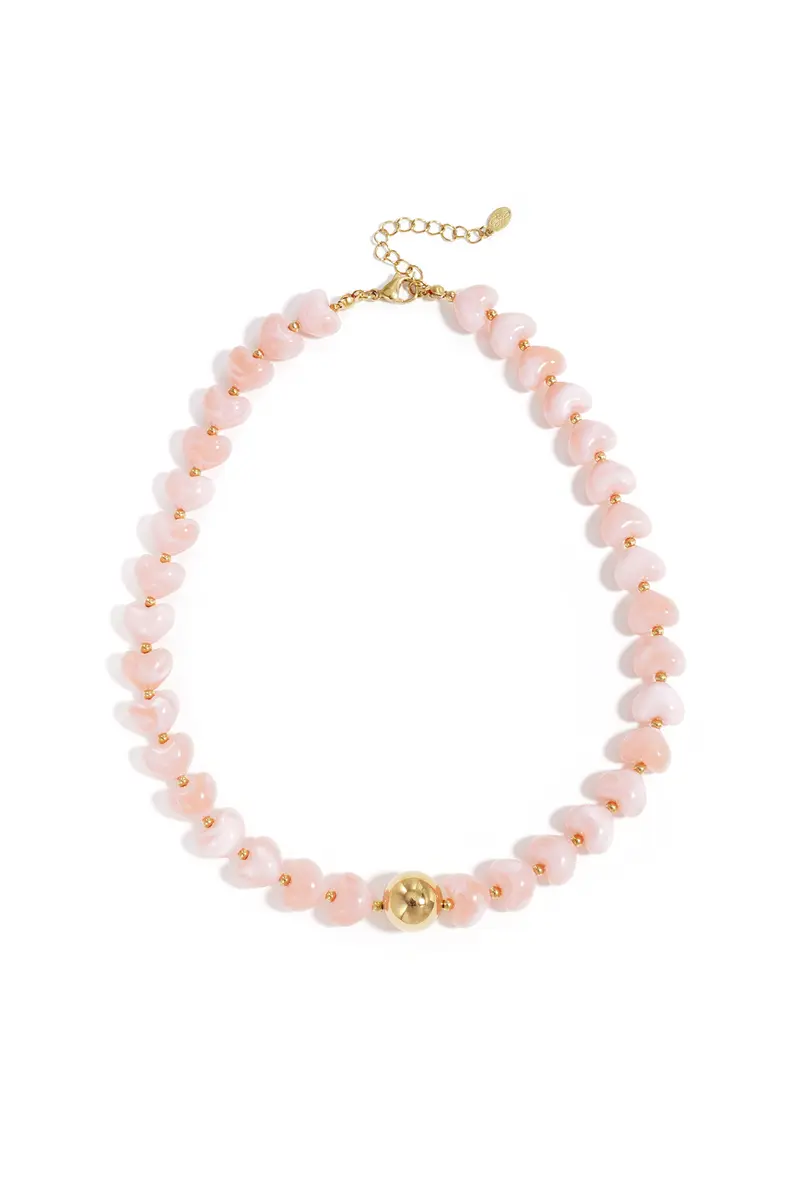 Statement ketting met hartjes kralen | Roze
