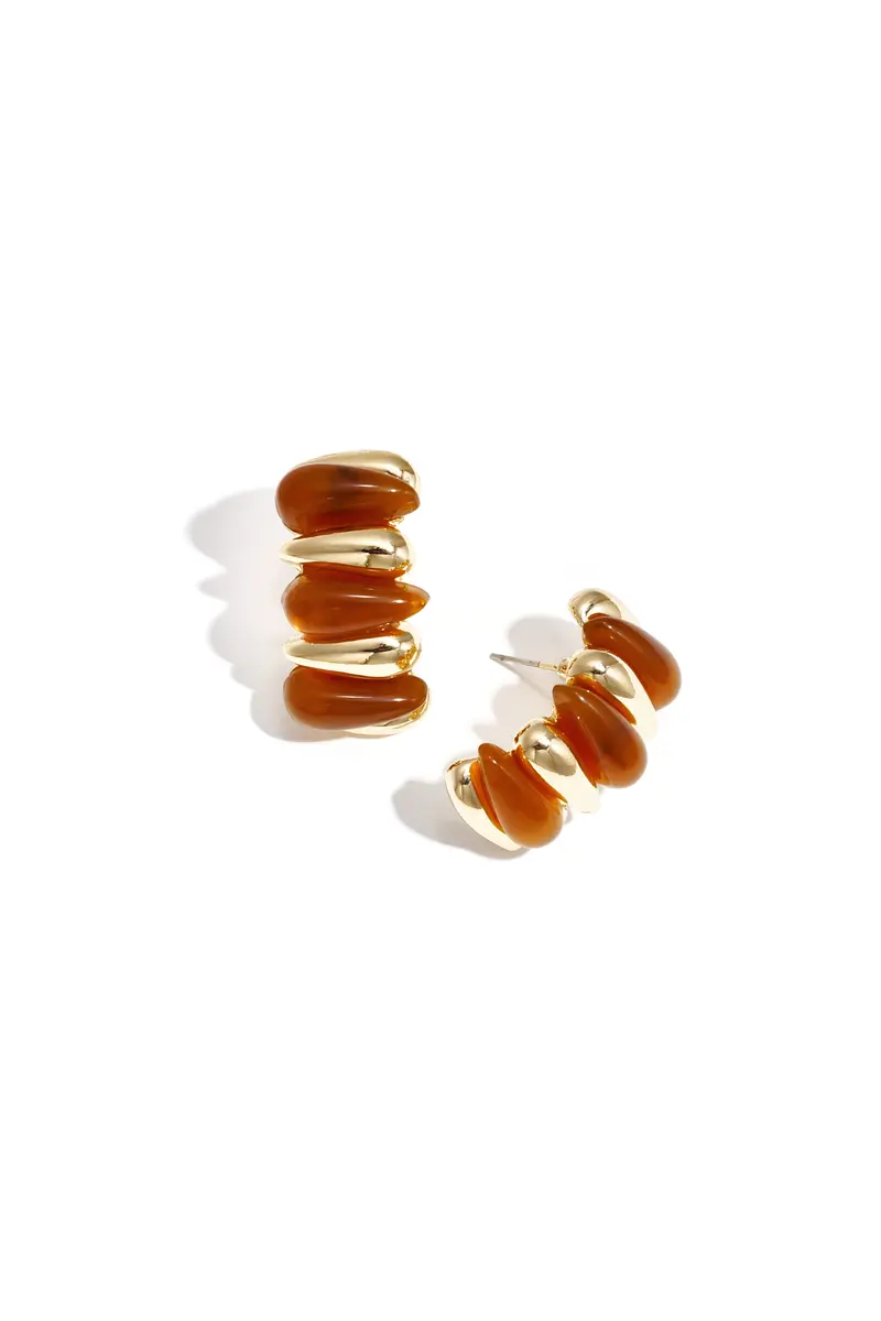 statement oorbellen - met bruine studs