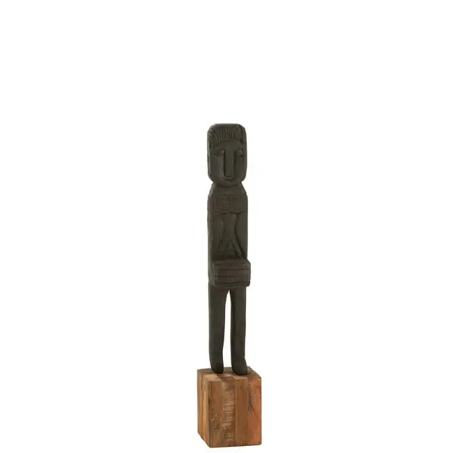 Statue Boro Gerecycleerd Hout Zwart/Naturel H115cm J-Line