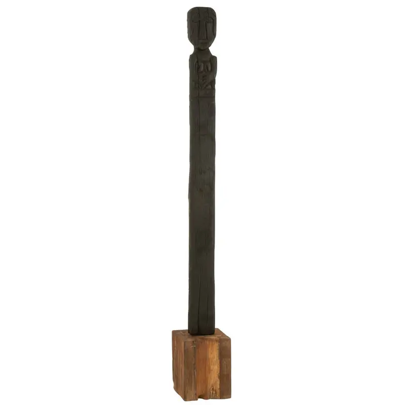 Statue Kuru Gerecycleerd Hout Zwart/Naturel H160cm J-Line