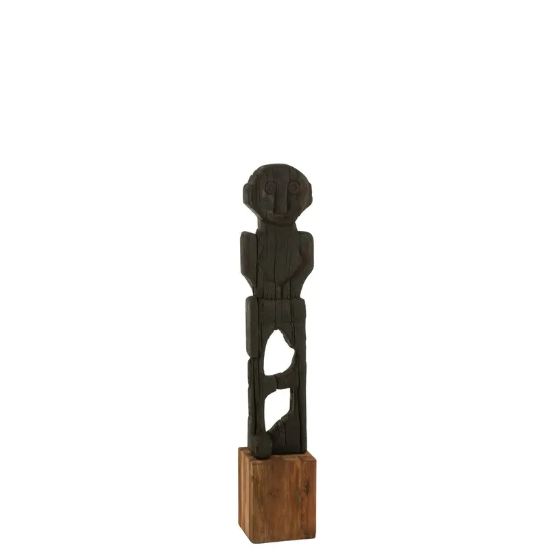 Statue Mara Gerecycleerd Hout Zwart/Naturel H107,5 J-Line