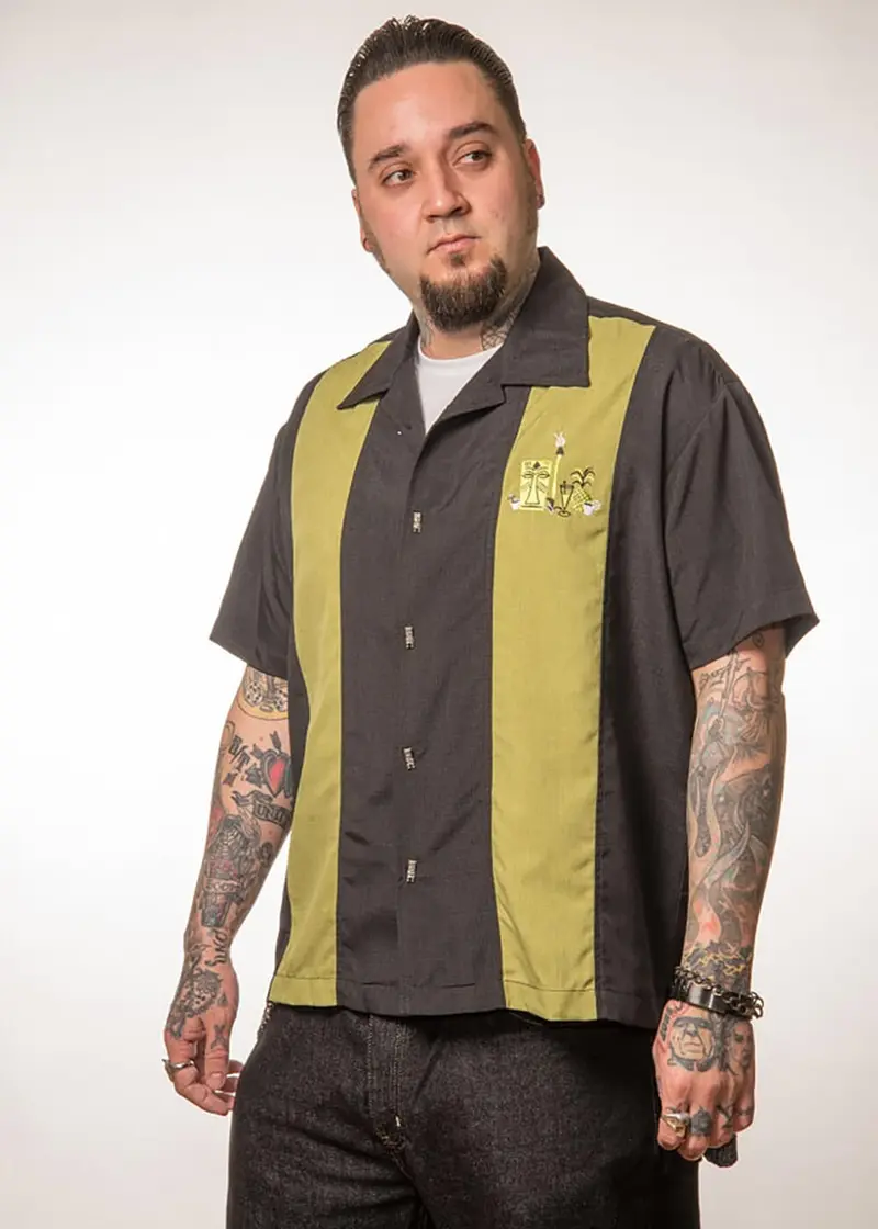 Steady The Mickey Tiki Bowling Shirt Black