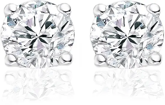 Sterling zilveren oorbel rond Crystal (LENGTE 3-10MM)