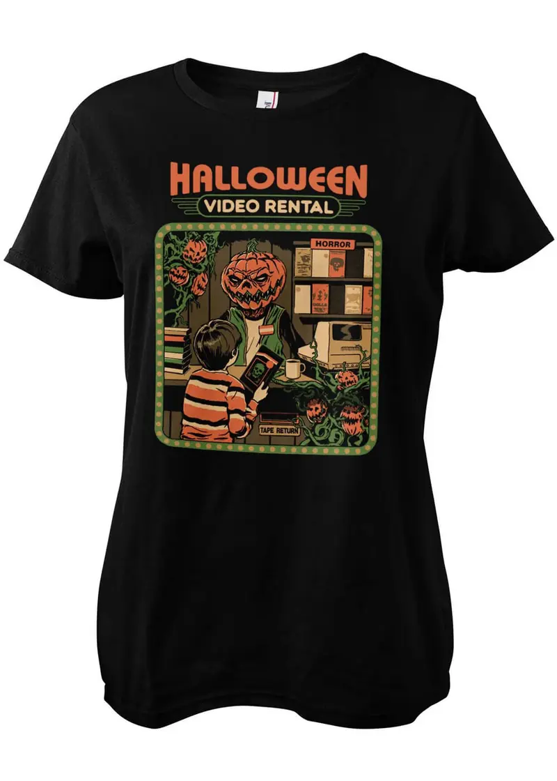 Steven Rhodes Halloween Video Rental Girly T-Shirt Black