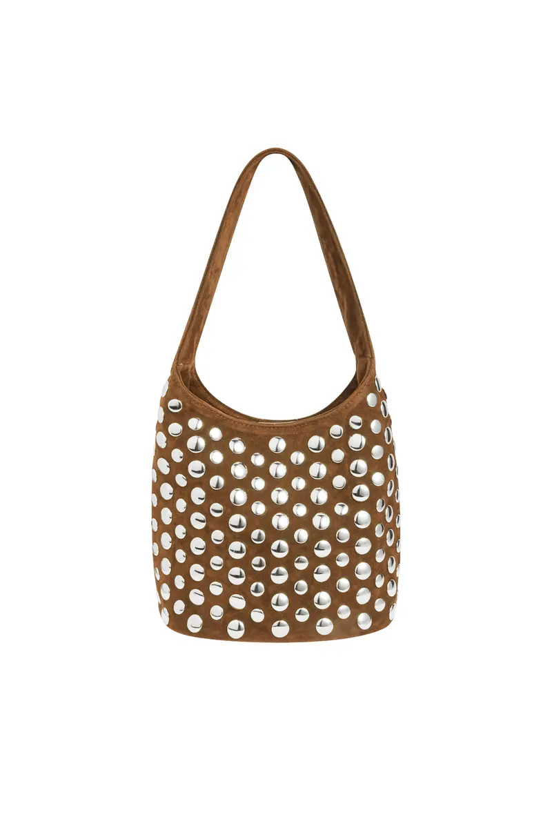 Stoere Schoudertassen met studs Bruin