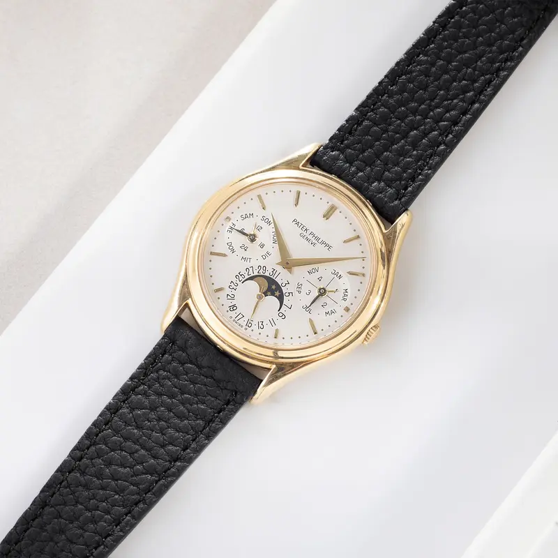 Strap For Patek Philippe 3940 Perpetual - Noir Grana Tonal Leather Strap