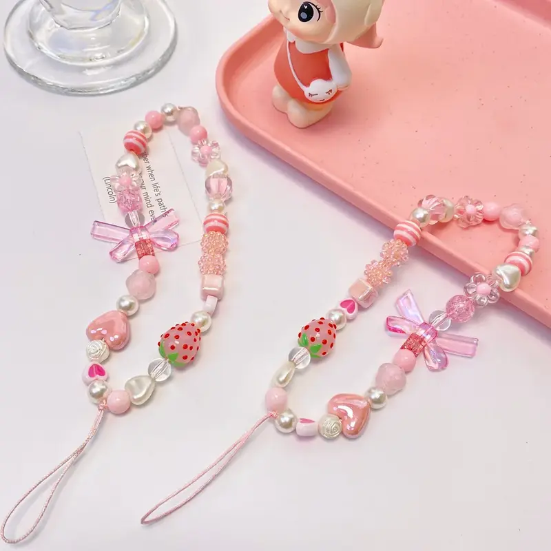 Strawberry Beaded Wrist Strap