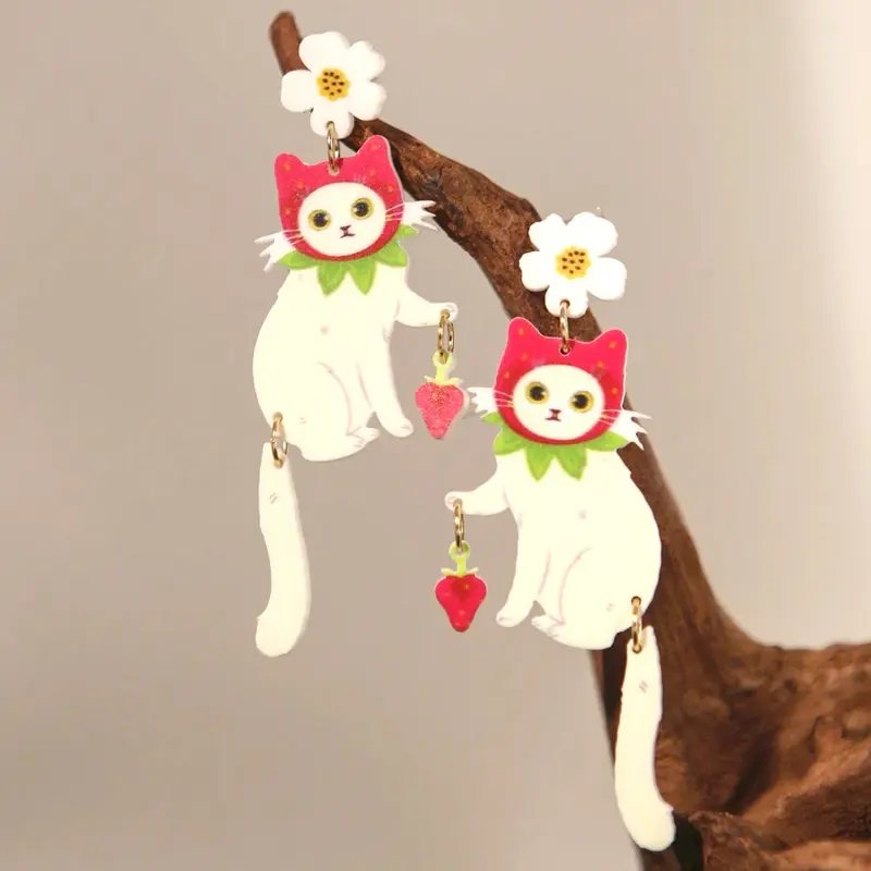 Strawberry Cat Earrings