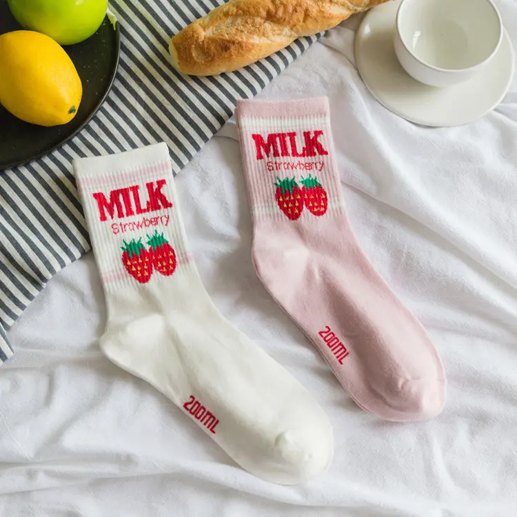 Strawberry Milk Crew Socks (2 Colours)