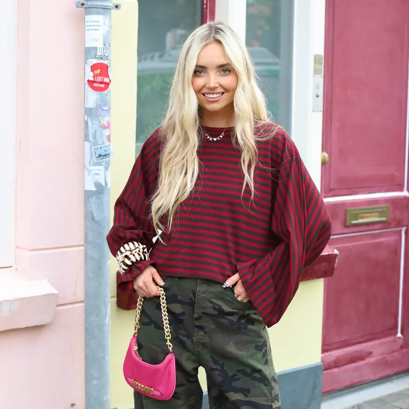 Streep top Day bruin burgundy