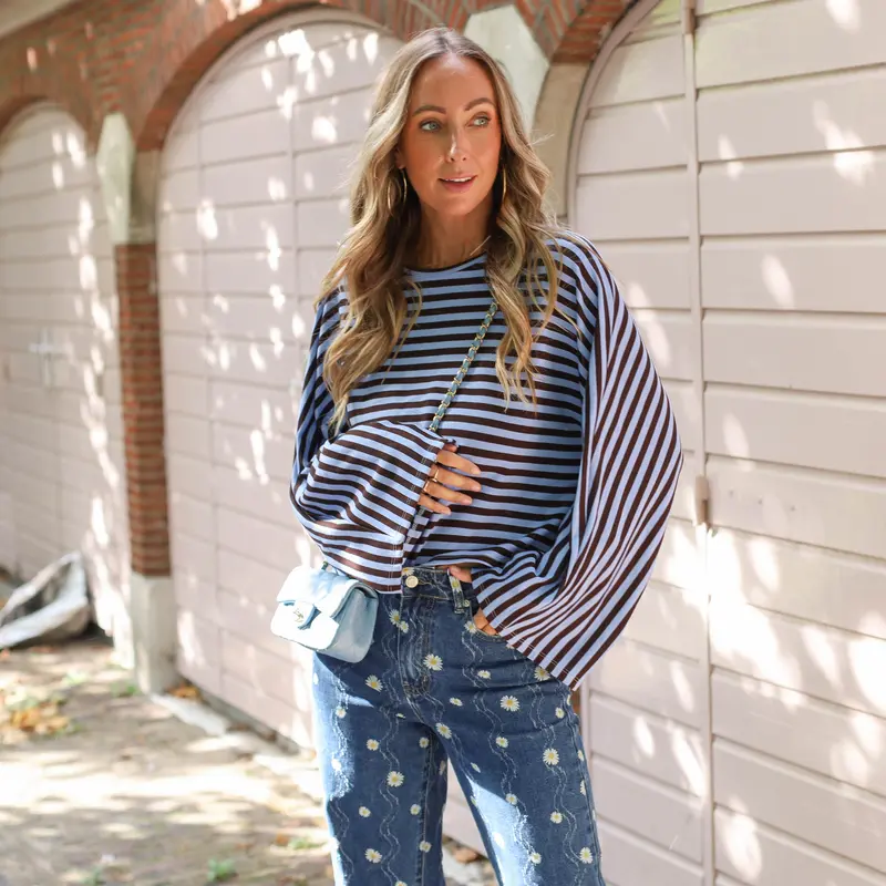 Streep top Day navy blauw
