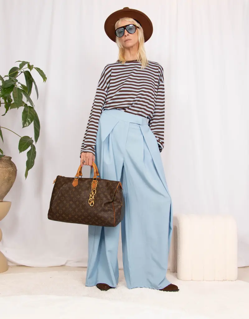Striped crew neck long sleeves top