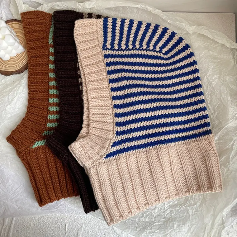 Striped Knit Balaclava Hat (3 Colours)