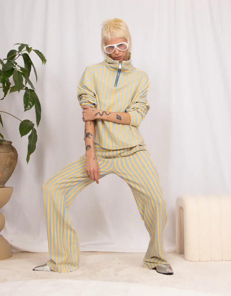 Striped straight trousers