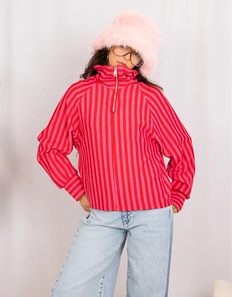 Striped Y2K zip top