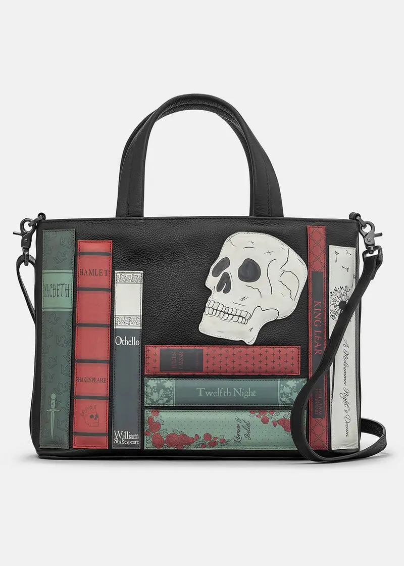 Succubus Bags Bookworm Shakespeare Leather Grab Bag Black