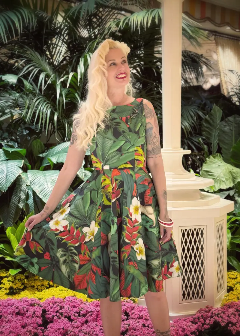 Succubus Clothing Audrey Jungle Snakes 50's Swing Dress Black