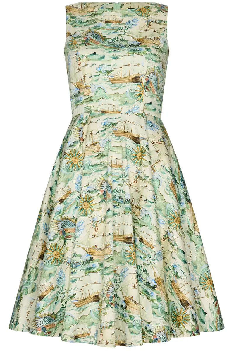 Succubus Clothing Audrey Ships of the Dragon Sea 50s Swing Dress Green