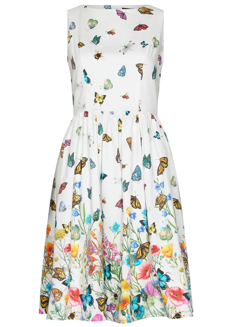 Succubus Clothing Butterfly Garden 50s Swing Dress White