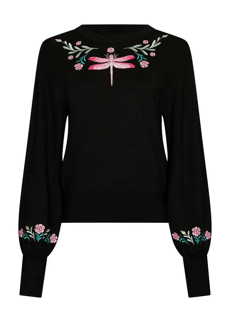 Succubus Clothing Dani Dragonfly Valley Sweater in Black