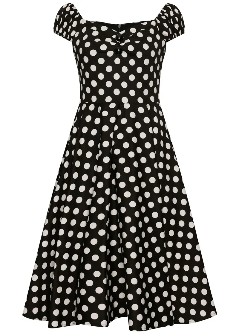 Succubus Clothing Fiona Polkadot 50s Swing Dress Black