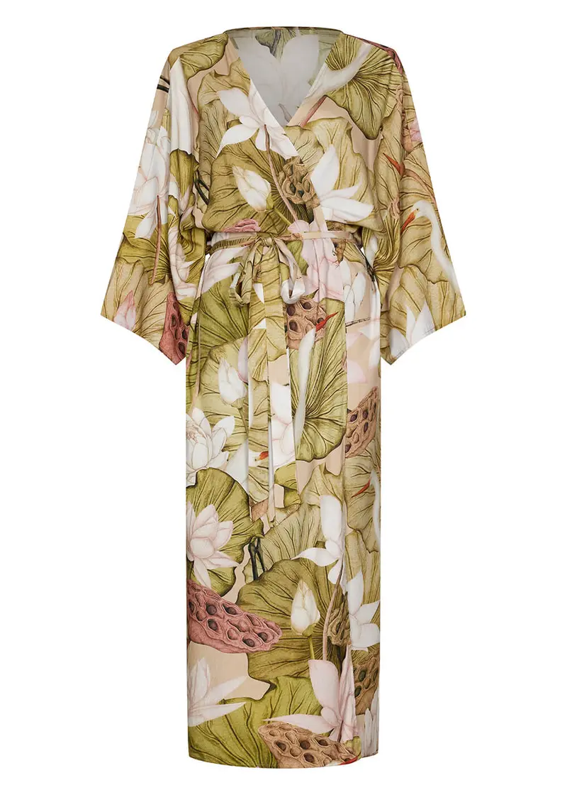Succubus Clothing Great White Heron Kimono Green