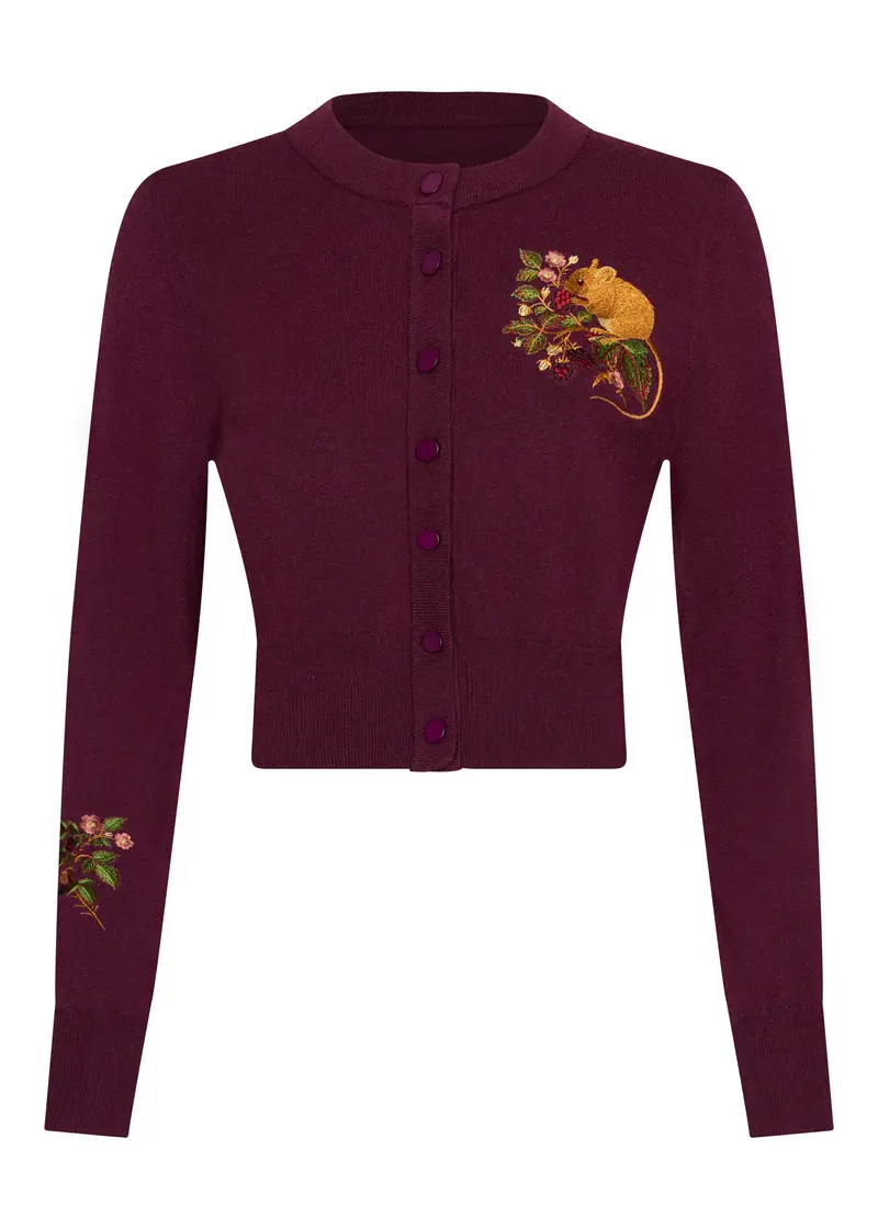 Succubus Clothing Gwen Blackberry Munching Mouse 50's Cardigan Plum