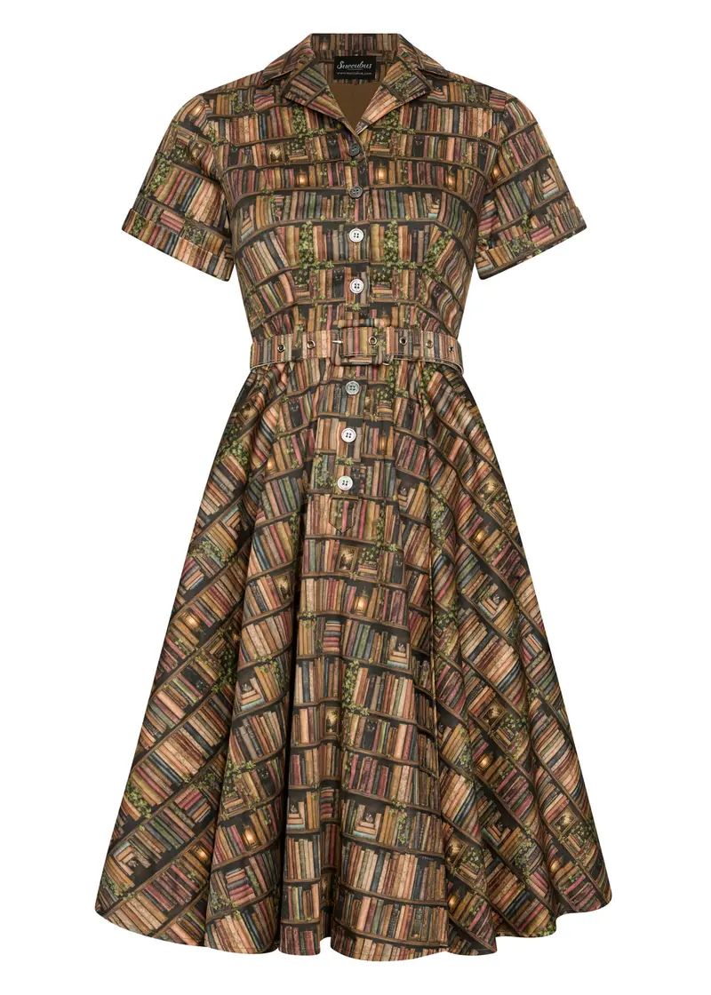 Succubus Clothing Lucy Academica Books 50's Swing Dress