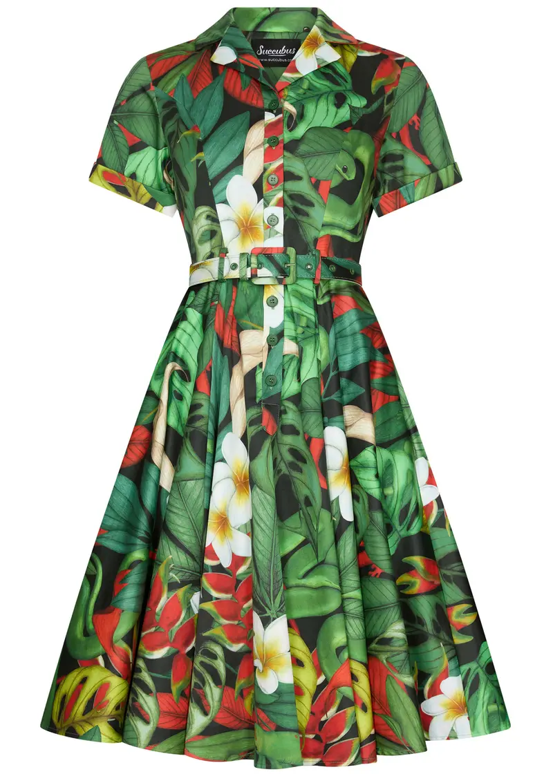 Succubus Clothing Lucy Jungle Snakes 50's Swing Dress Black