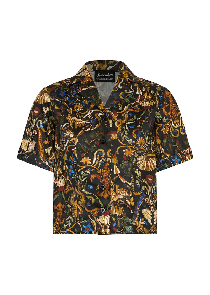 Succubus Clothing Lucy Noir Art Deco Garden 50s Blouse in Black