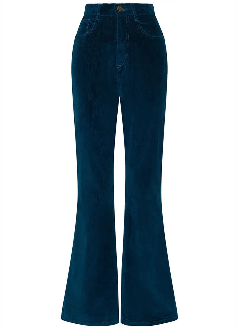 Succubus Clothing Mia 70s Corduroy Flare Pants Teal