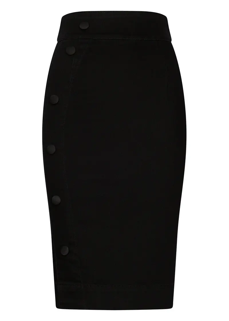 Succubus Clothing Norma Jean Denim 50s Pencil Skirt in Black