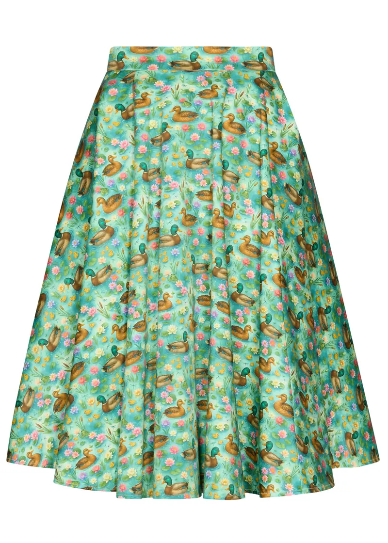 Succubus Clothing Nyra Talking Ducks 50s Swing Skirt