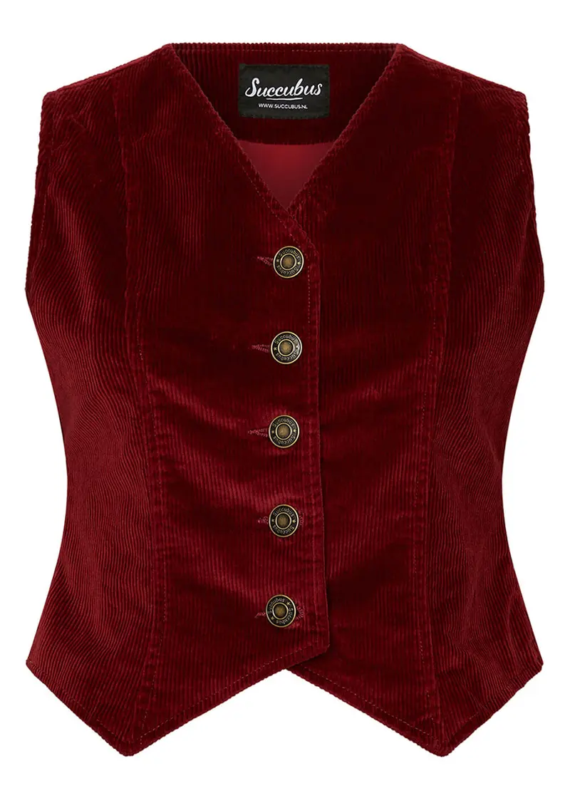 Succubus Clothing Pam Corduroy Vest Burgundy