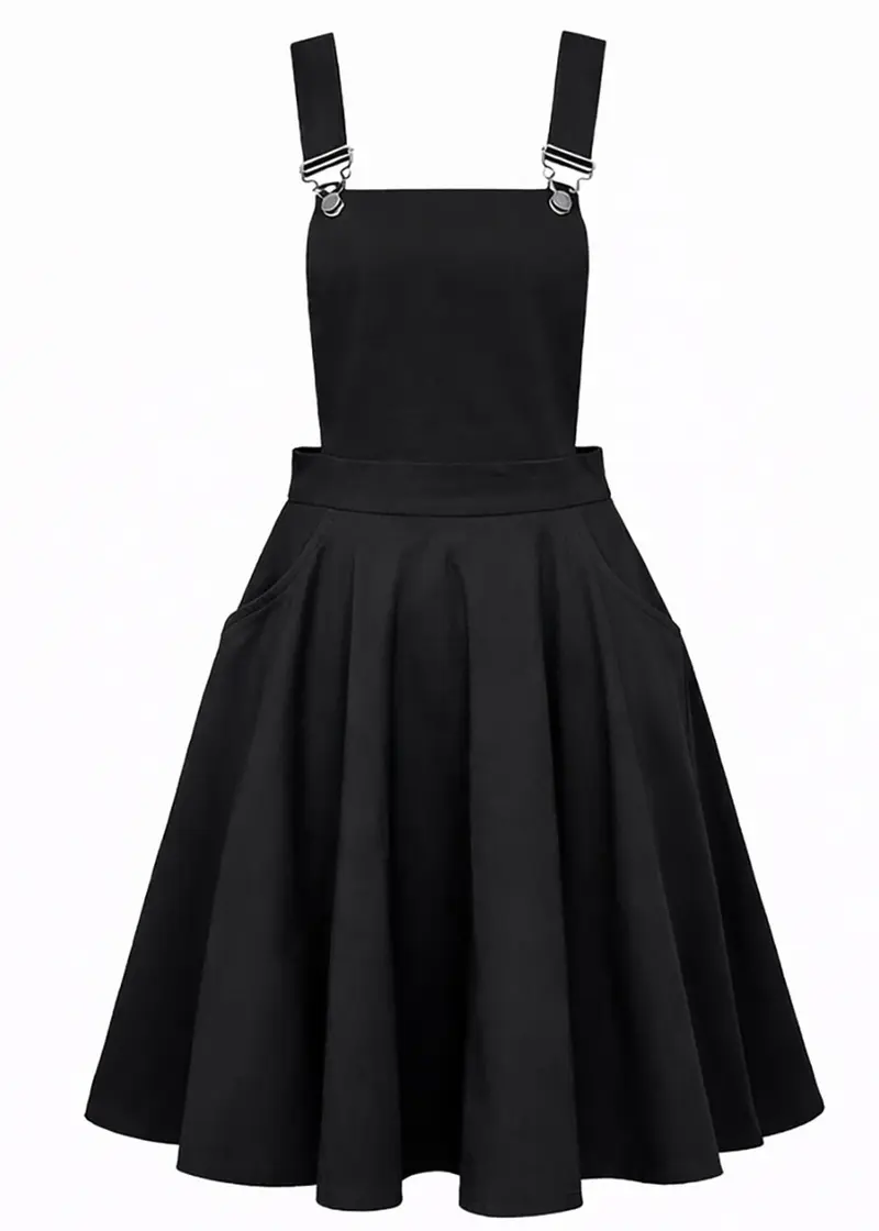 Succubus Clothing Pixie Bengaline Pinafore 50s Swing Dress Black