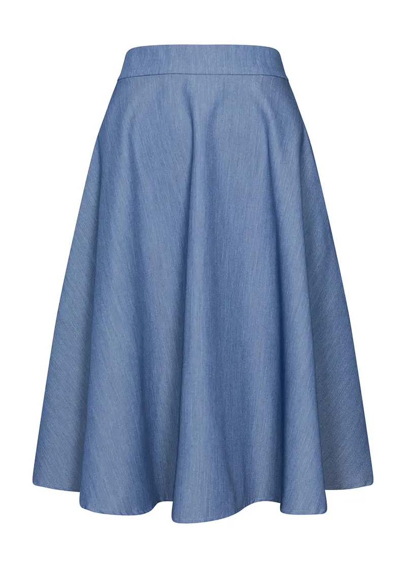 Succubus Clothing Roxie 40s A-Line Skirt Chambray Blue