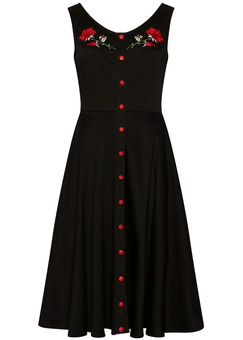 Succubus Clothing Sadie Rose 50s Swing Dress Black