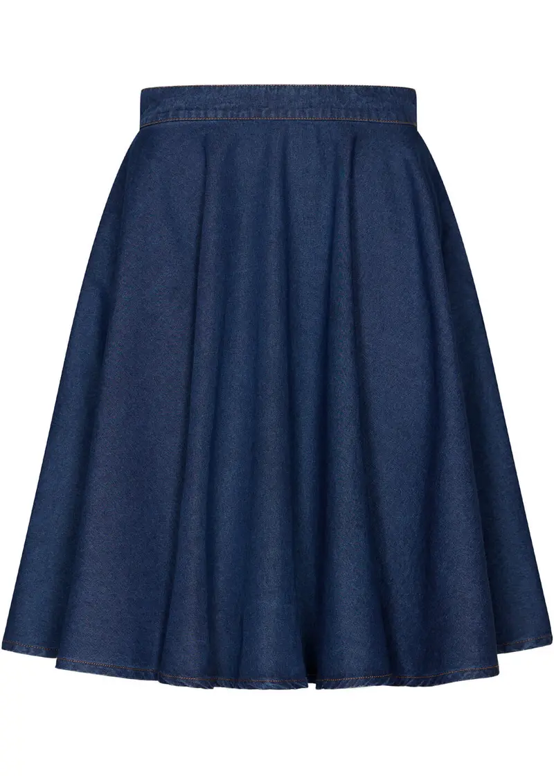 Succubus Clothing Suzy Denim 50s Swing Skirt Navy