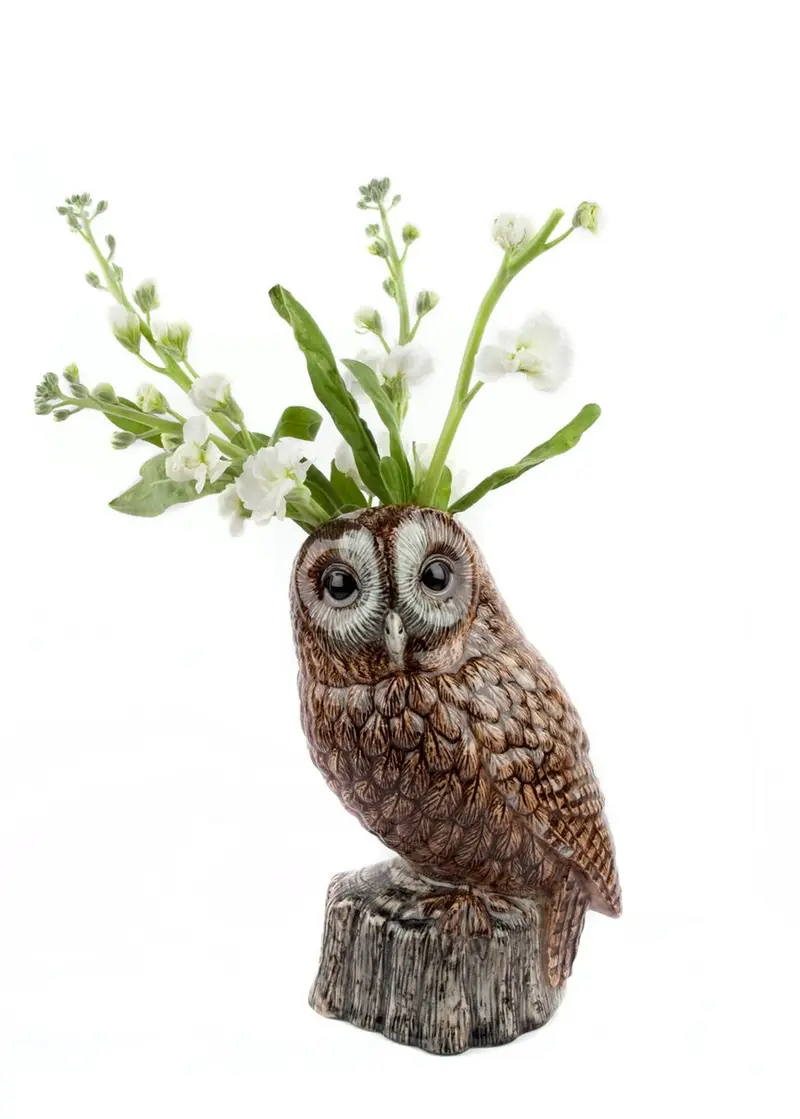 Succubus Home Animal Tawny Owl Flower Vase Brown