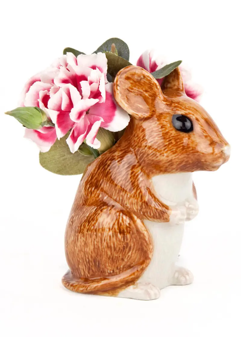 Succubus Home Animal Wood Mouse Vase Brown