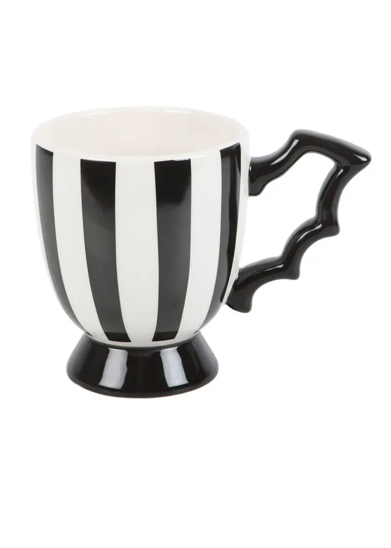 Succubus Home Batwing Striped Black and White Teacup