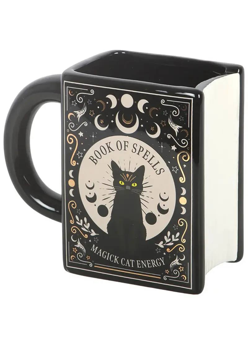 Succubus Home Black Cat Magick Book of Spells Mug Black