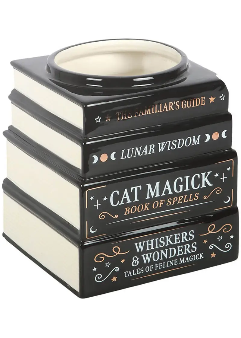 Succubus Home Black Cat Magick Book Stack Vase Black