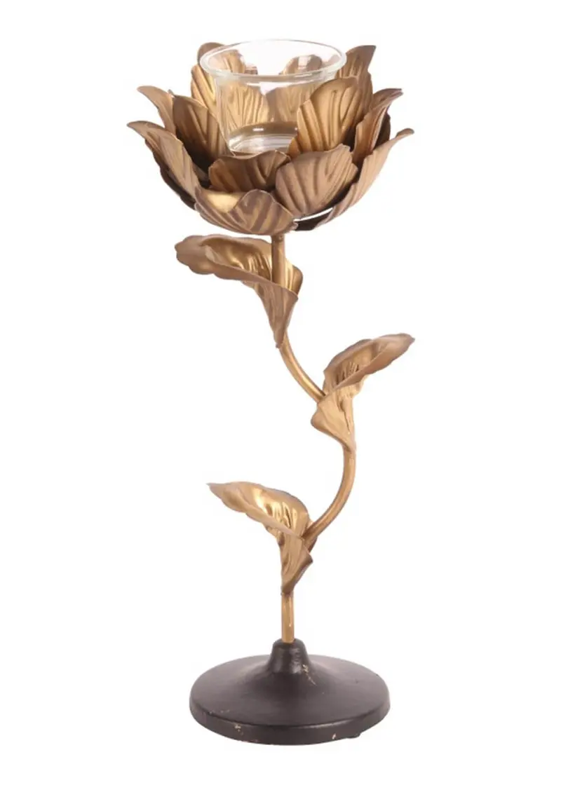 Succubus Home Blooming Flower Candle Holder Gold