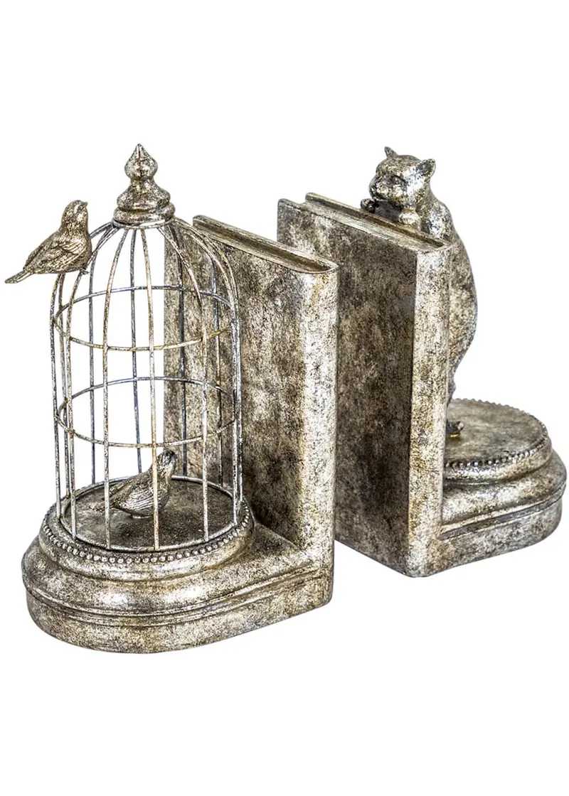 Succubus Home Curious Cat Set Bookends Antique Silver