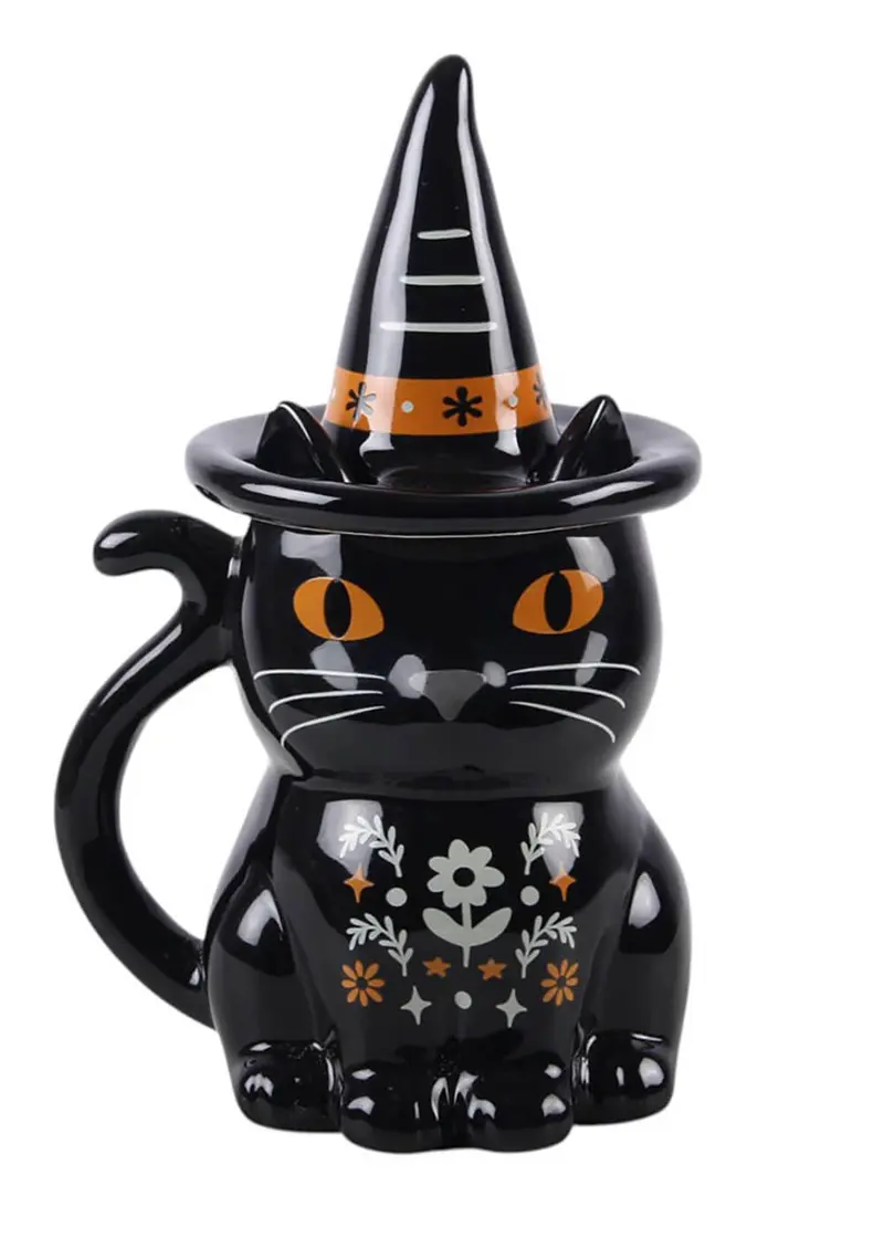Succubus Home Frightful Folk Black Cat Lidded Mug