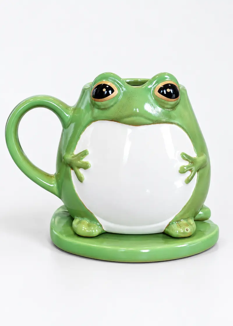 Succubus Home Frog Lily Pad Cup Mug with Saucer Green