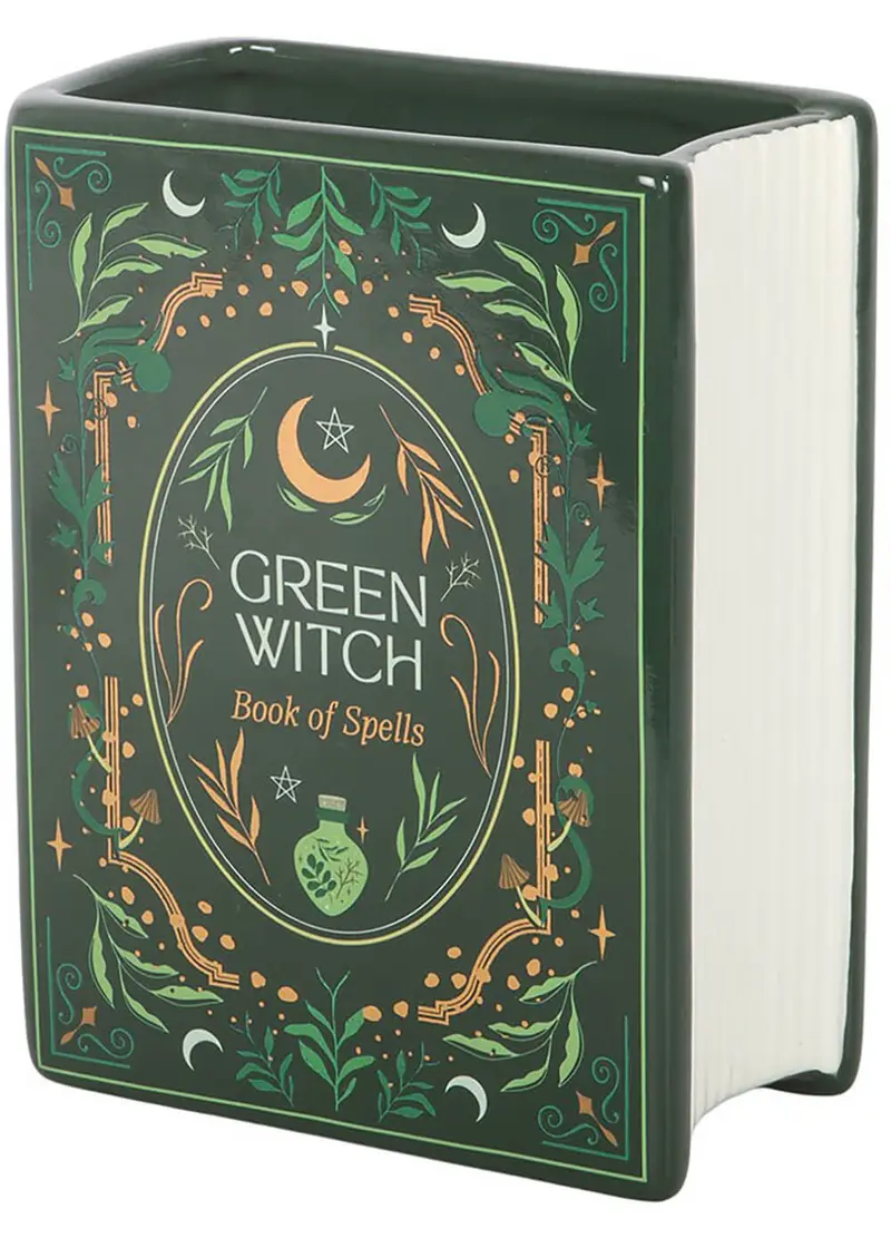 Succubus Home Green Witch Book Vase Green
