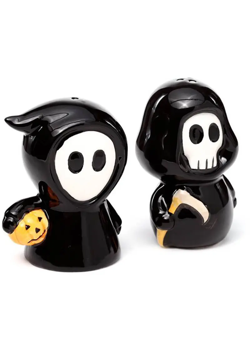 Succubus Home Grim Reaper & Ghost Boy Salt & Pepper Set in Black